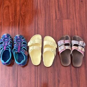 Pediped Canyon Water sandals, Birkenstock slides and off brand slides
